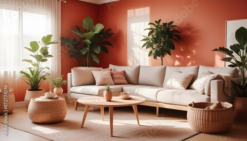 Scandinavian living room interior design zoom background