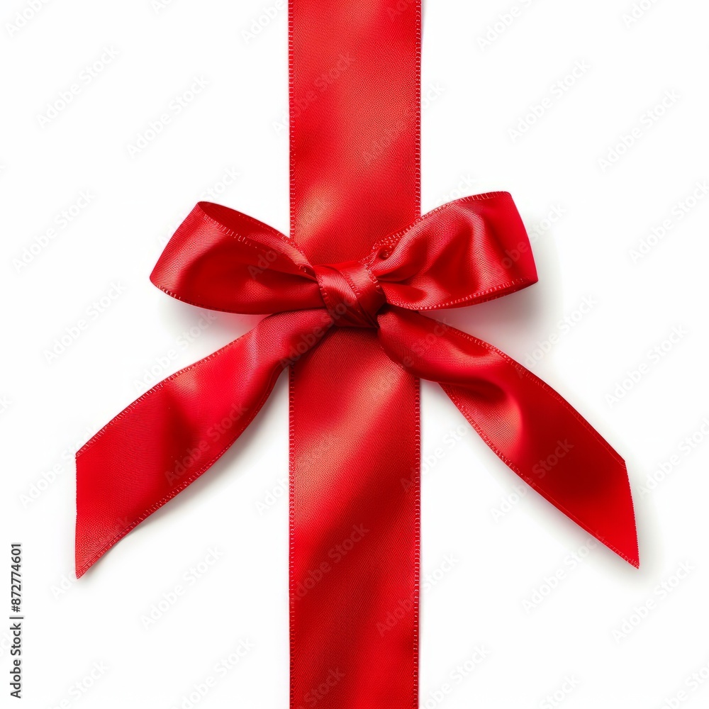 Red Ribbon With Bow on White Background Red Ribbon With Bow on White Background