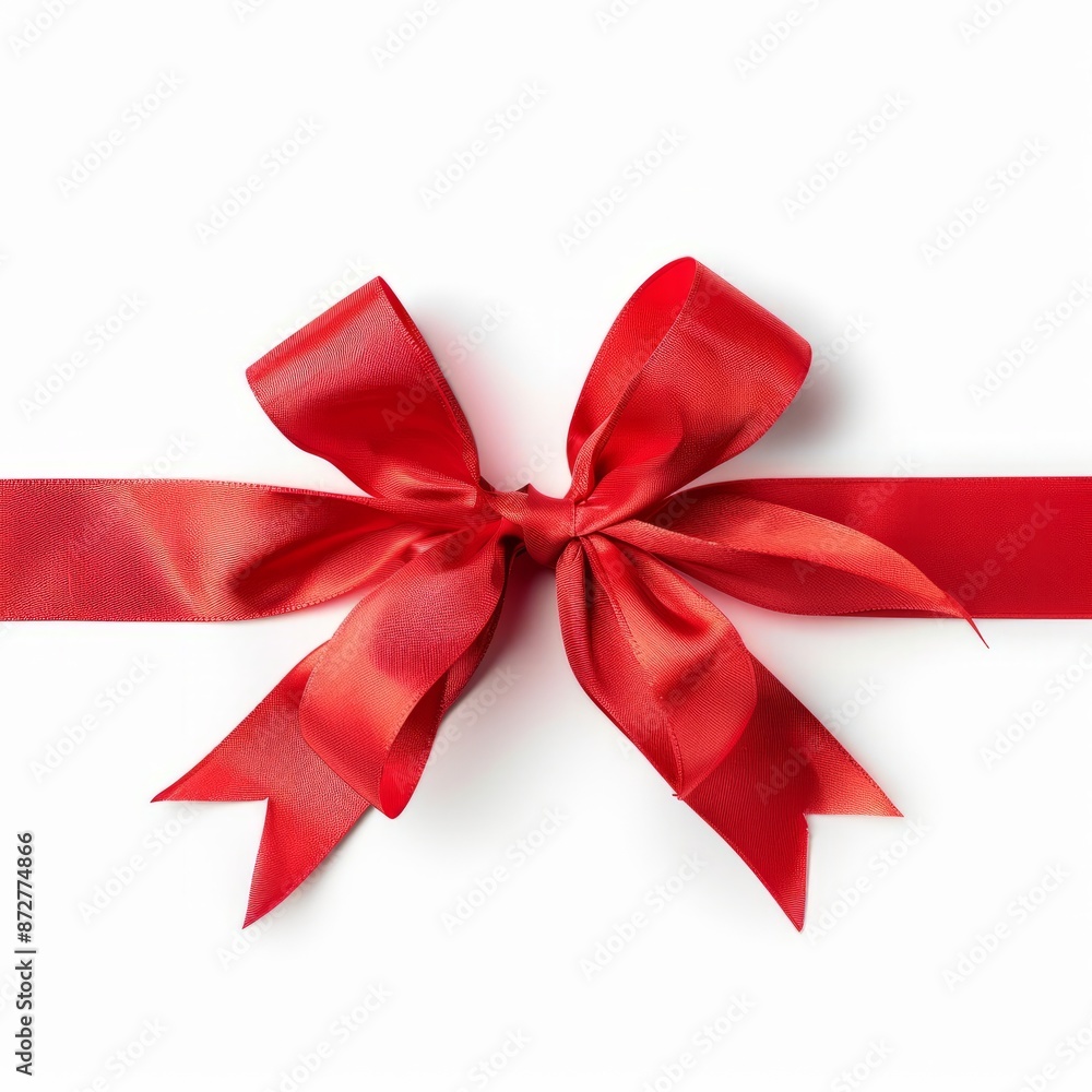Red Ribbon With Bow on Gift Box Red Ribbon With Bow on Gift Box