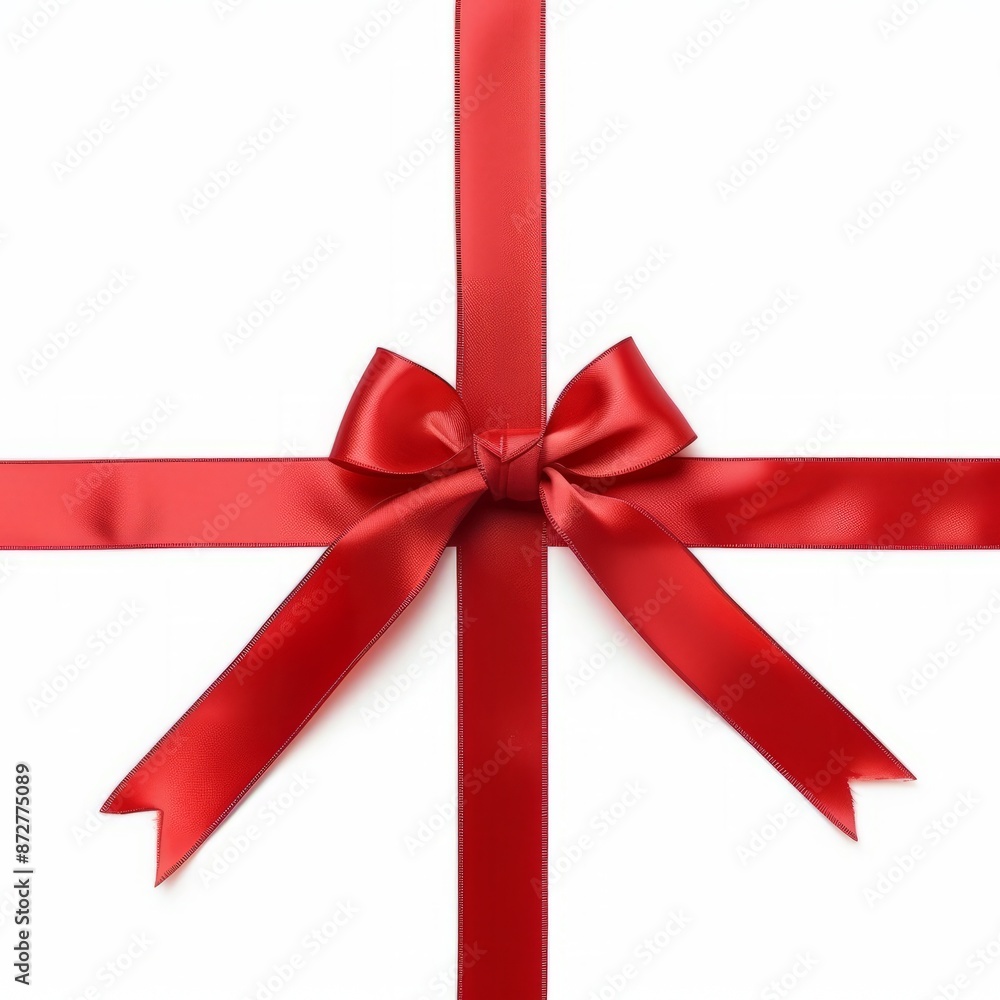 Red Ribbon With Bow on White Background Red Ribbon With Bow on White Background