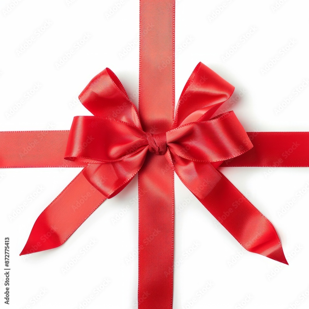 Red Ribbon With a Bow on White Background Red Ribbon With a Bow on White Background