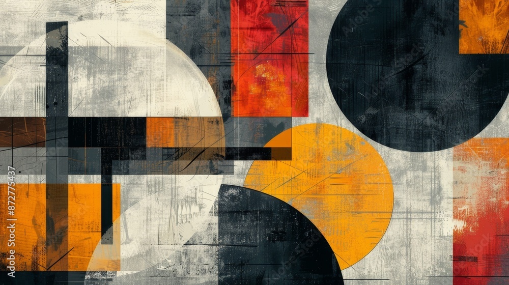 Abstract Geometric Shapes in Orange, Red, Black and White. Abstract Geometric Shapes in Orange, Red, Black and White.
