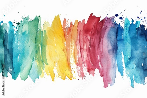 Wallpaper Mural Rainbow-colored paint splatters in watercolor style, Watercolor stripe. On a transparent background, AI generated Torontodigital.ca