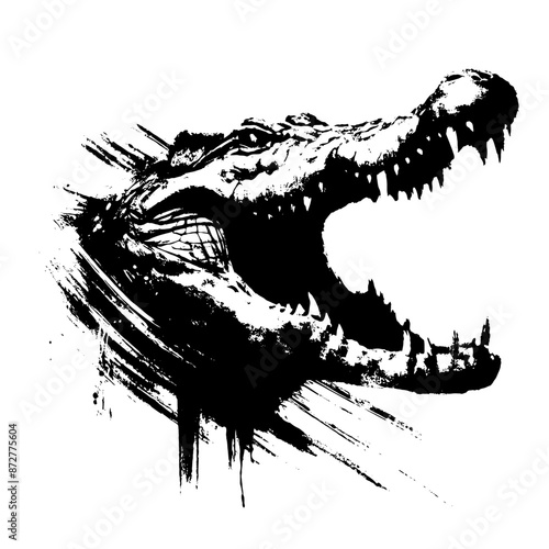 Crocodile in illustration in brush stroke painting