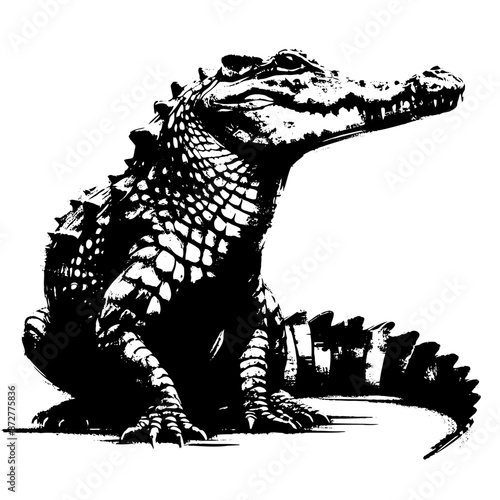 Crocodile in illustration in brush stroke painting