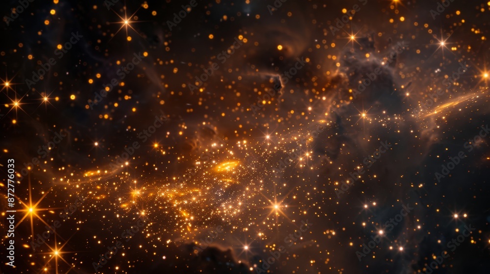 Abstract Starry Night Sky with Golden Glitter. Abstract Starry Night Sky with Golden Glitter.