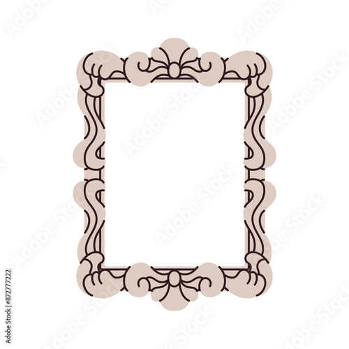 Picture frame. Art framework, vintage style baguette. Blank painting space, decorative border, classic traditional design. Baroque decoration. Flat vector illustration isolated on white background