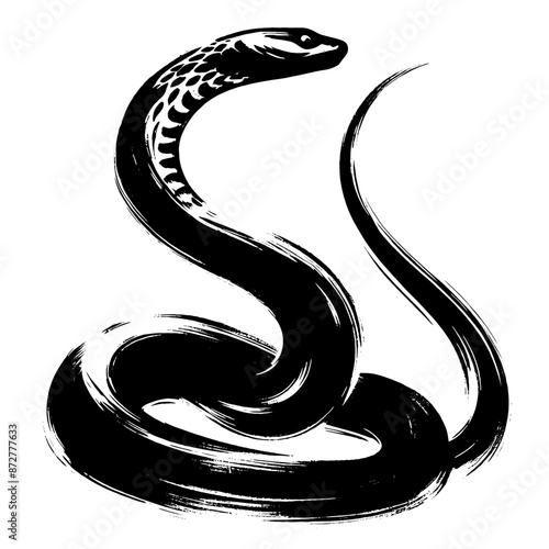 snake, cobra, viper, python  in illustration in brush stroke painting