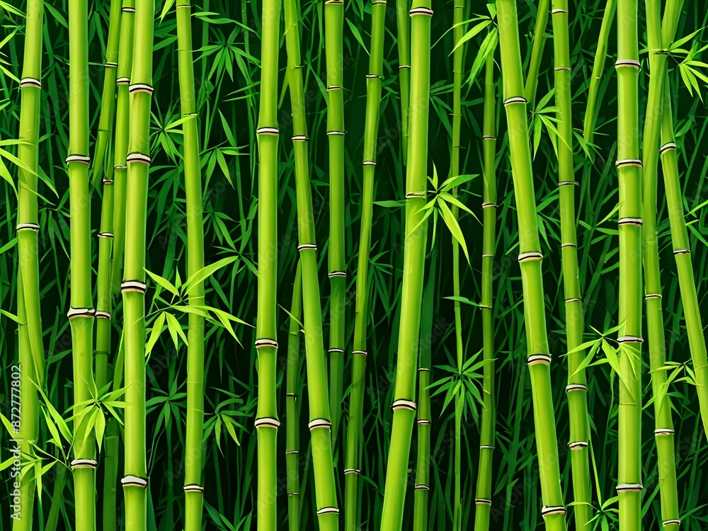 Fototapeta premium Lush green bamboo stalks with intricate details.