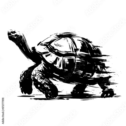 turtle, tortoise  in illustration in brush stroke painting