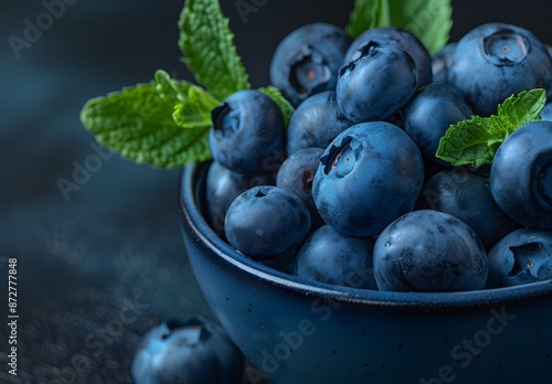 Wallpaper Mural Fresh Blueberries in a Bowl with Mint Torontodigital.ca