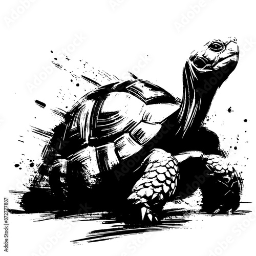 turtle, tortoise  in illustration in brush stroke painting