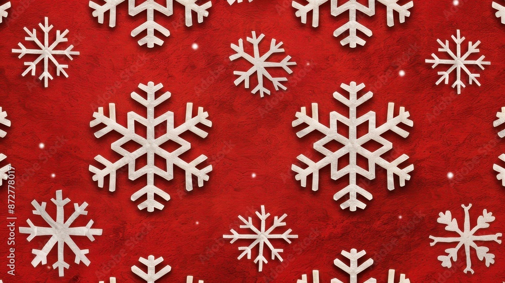 Festive and elegant abstract snowflakes on a vibrant red background for a magical Christmas ambiance. Festive and elegant abstract snowflakes on a vibrant red background for a magical Christmas ambiance.