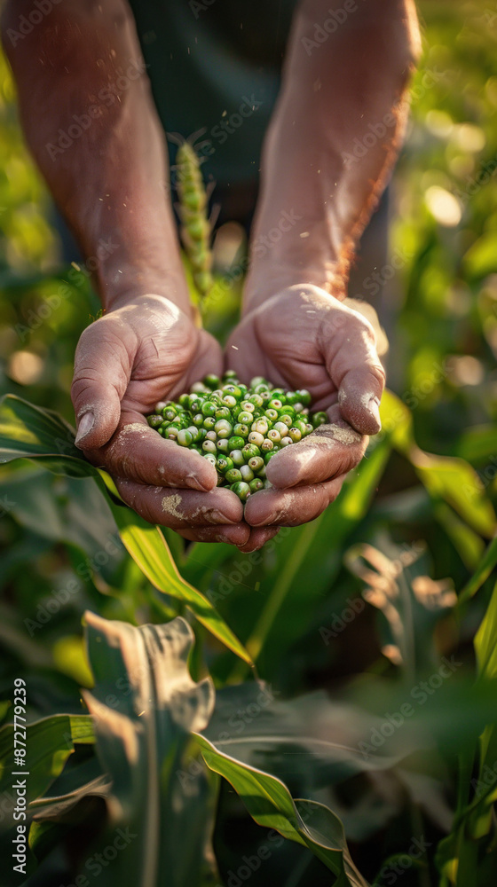 agriculture farm with his products in the hands agriculture farm with his products in the hands