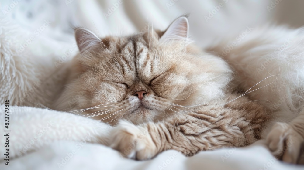 Persian cat sleeping with copy space and cat paws in focus Persian cat sleeping with copy space and cat paws in focus