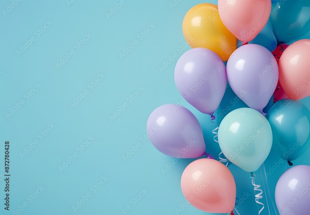 Colorful Balloons with Copy Space on Blue Background Colorful Balloons with Copy Space on Blue Background