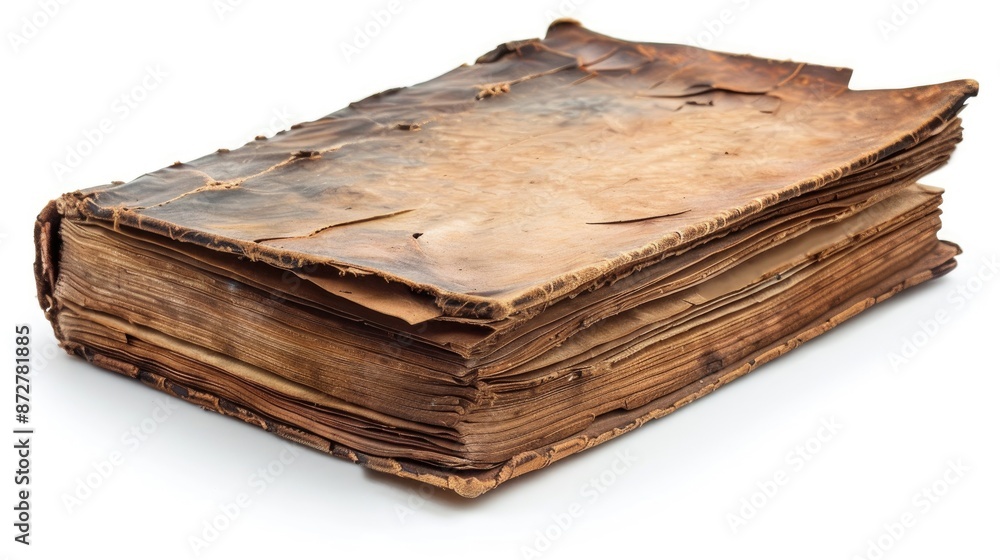 An old notebook on white background with space for text An old notebook on white background with space for text