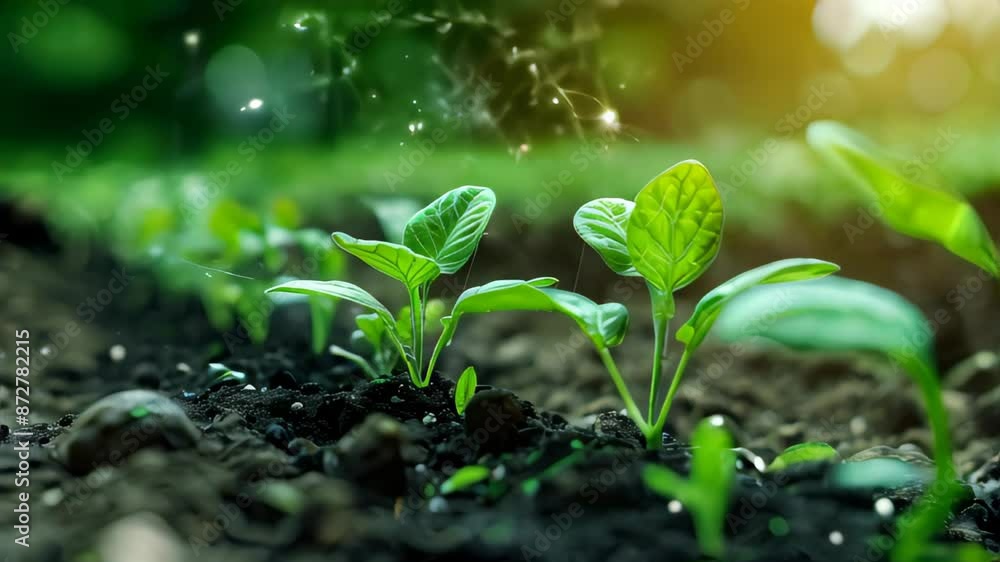 Living green sprout on digital background Living green sprout on digital background