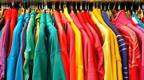 Wallpaper Mural Rainbow of Clothing on Hangers. Torontodigital.ca