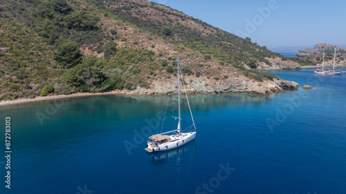 Wallpaper Mural Aerial view of a sail boat on the shallow water.  Torontodigital.ca