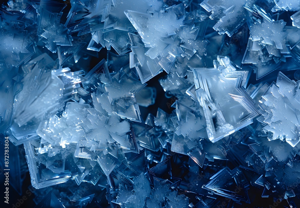 Intricate Blue Ice Crystals Closeup Intricate Blue Ice Crystals Closeup