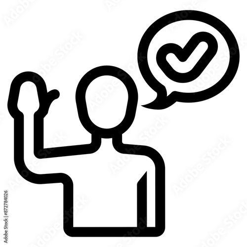 man raising hand agree gesture icon