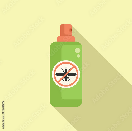 Green spray bottle is preventing mosquito bites with a stop sign, promoting a safe and enjoyable outdoor experience