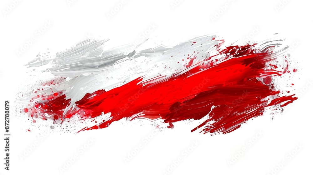 abstract poland flag in paint brush stroke, isolated on white background. poland country flag abstract poland flag in paint brush stroke, isolated on white background. poland country flag