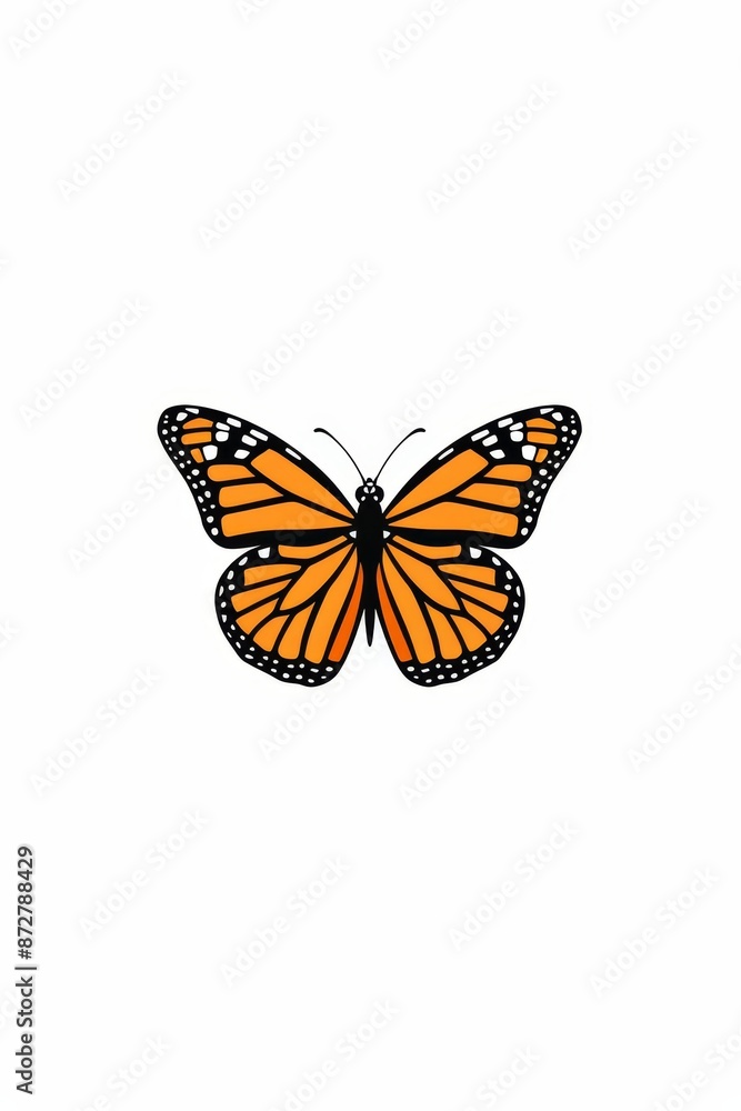 Fototapeta premium A butterfly with orange wings bearing black spots and a black-and-white striped border