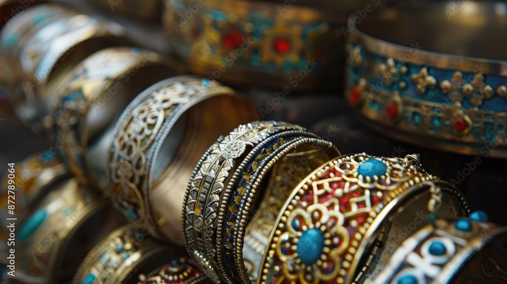 Fototapeta premium Close up of metal bracelet jewelry
