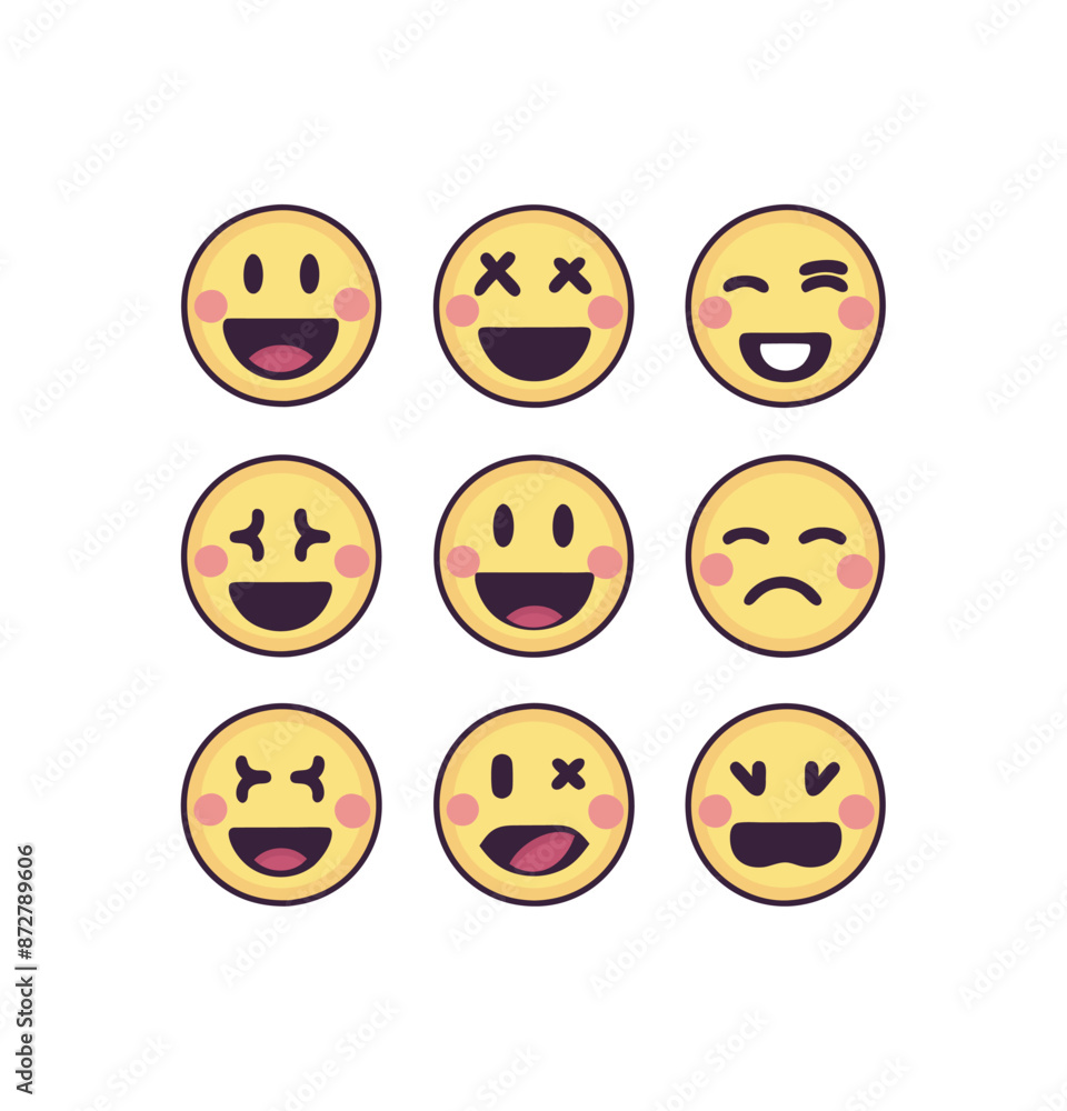 Fototapeta premium Smileys Emoji icon illustration set