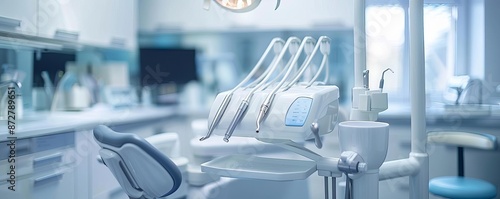 Close-up of modern dental equipment in well-lit clinic environment