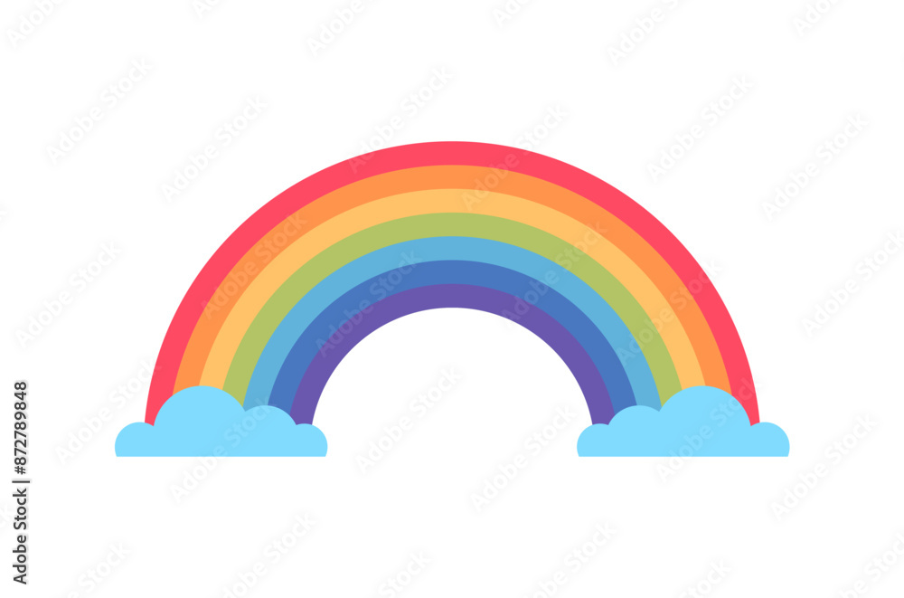 Rainbow and clouds for children's illustrations on an isolated background. Rainbow and clouds for children's illustrations on an isolated background.