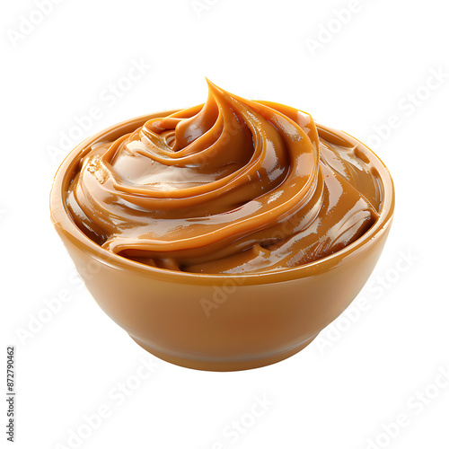Melted salted caramel dulce de leche isolated on transparent background