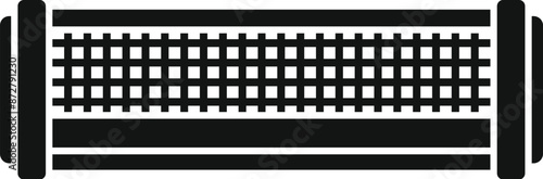 Tennis net separating playing area on court icon simple black style