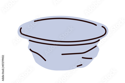 Plastic waste, soup container. Used disposable bowl, cup, discarded compresse...