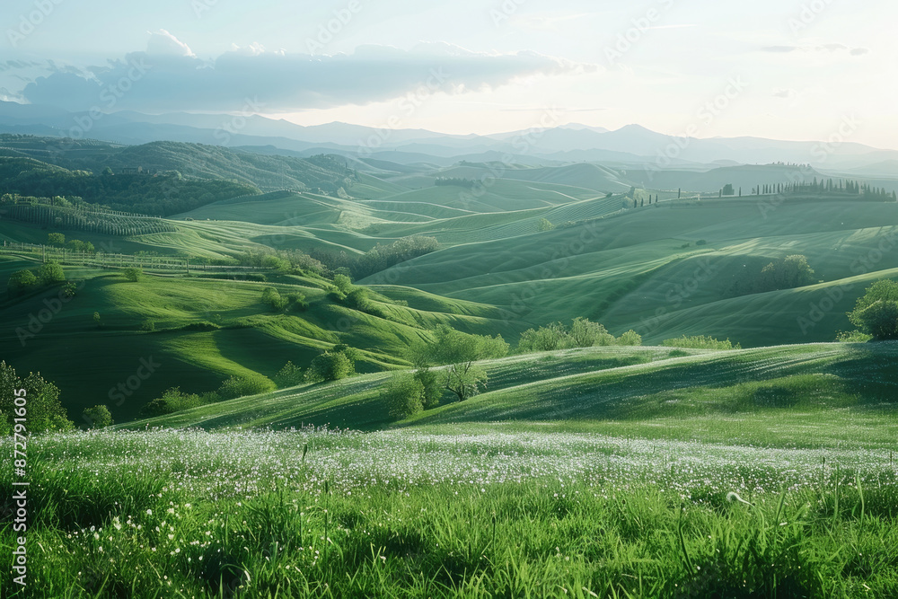 Fototapeta premium Mountain pastures, green grasslands