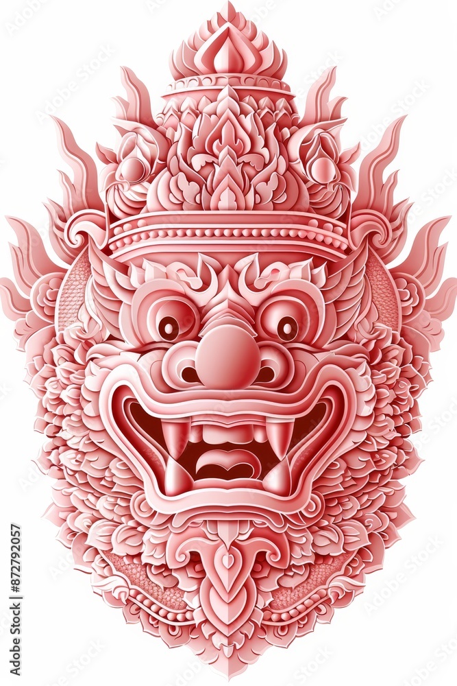 A red mask with a demon's head signifies Chinese New Year A red mask with a demon's head signifies Chinese New Year