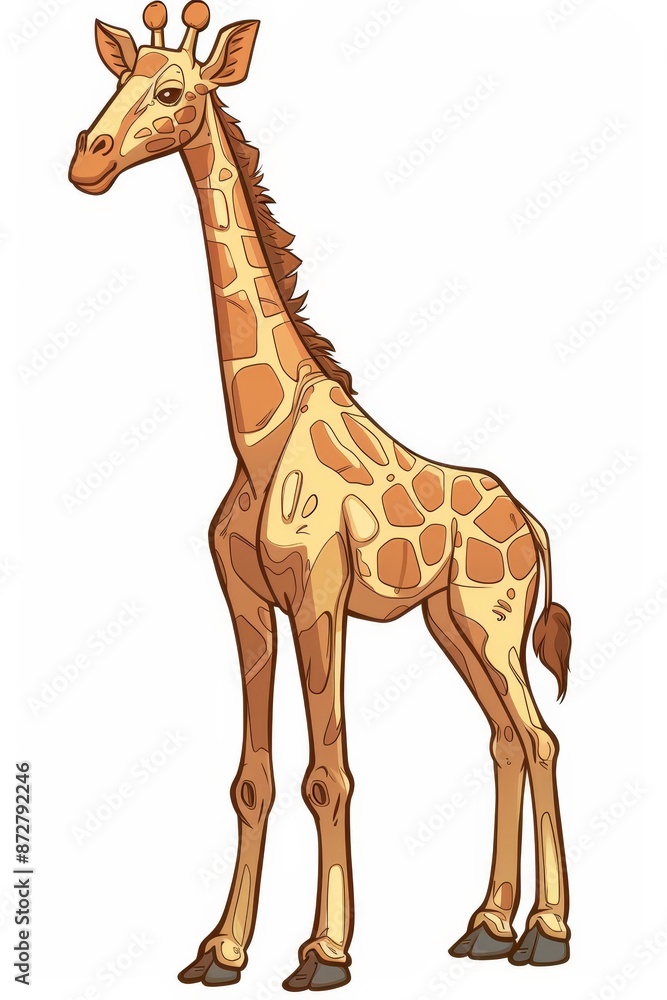 Naklejka premium Long-necked animal with brown spots on head, against white backdrop