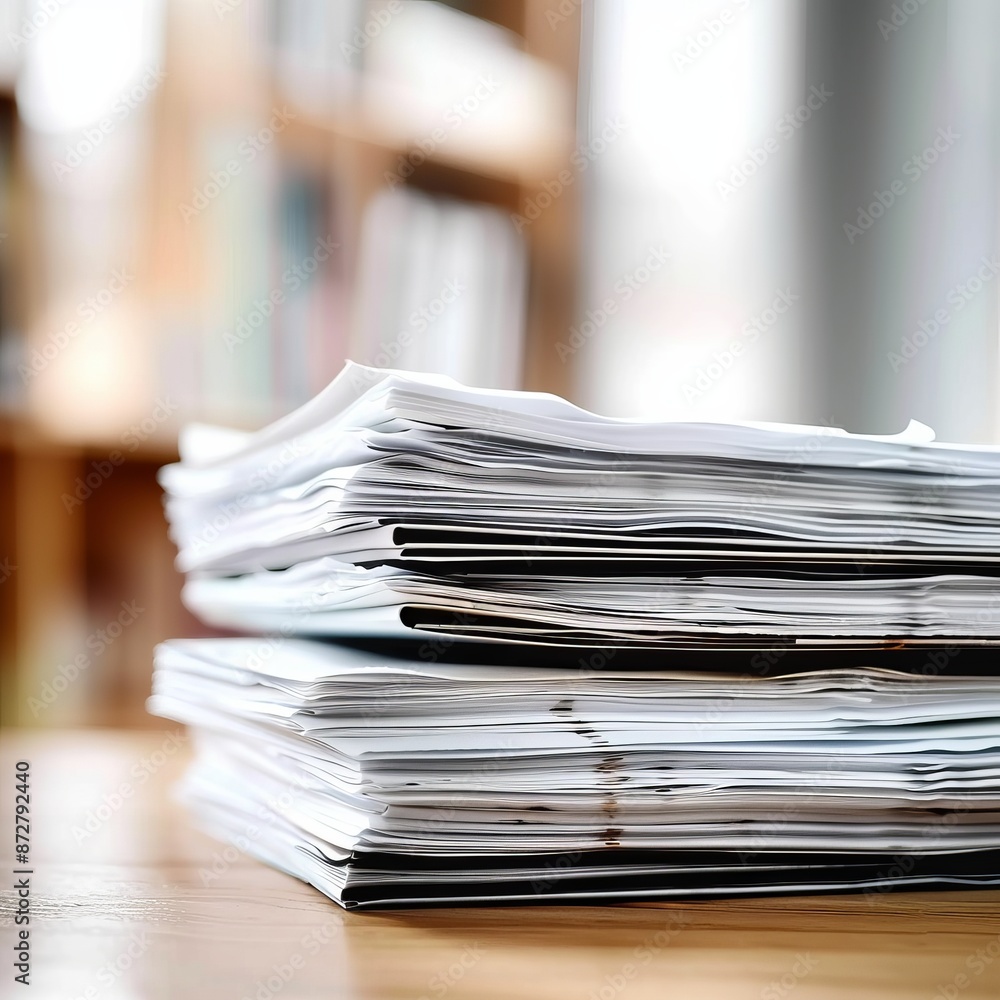 Stack of Papers on Wooden Table Stack of Papers on Wooden Table