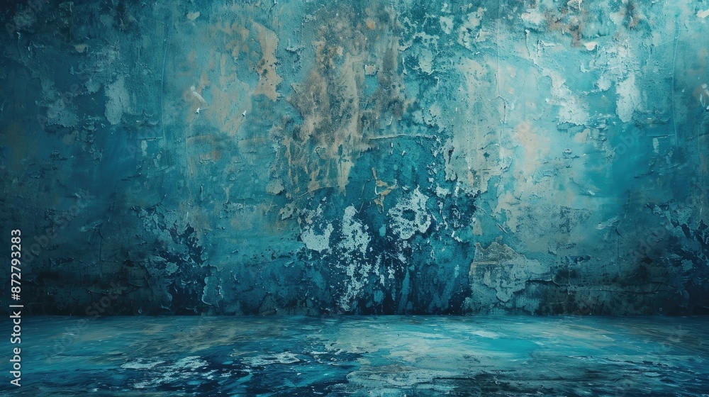 Obraz premium Textured concrete wall with blue abstract background