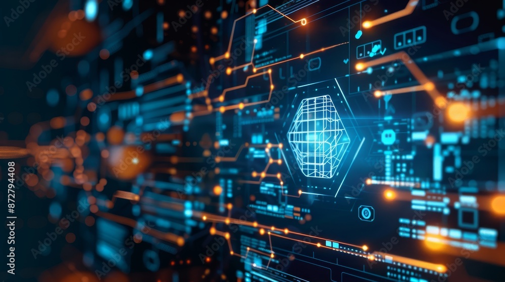 Advanced abstract technology big data background with high tech elements and data driven designs Advanced abstract technology big data background with high tech elements and data driven designs