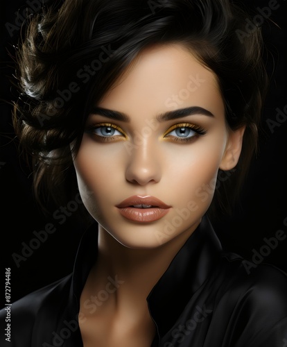 Wallpaper Mural AI Generated Image: High Fashion Beauty Model in Elegant Black Dress Torontodigital.ca