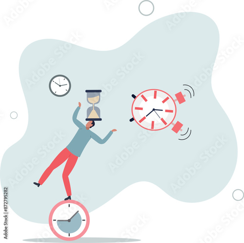 Time management for best efficiency and productivity, manage project and control timeline or schedule, speed or fast work concept.flat design.illustration with people.