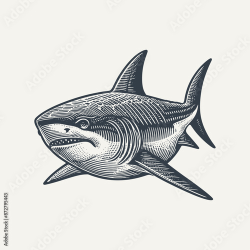 Shark. Vintage woodcut engraving style vector illustration.