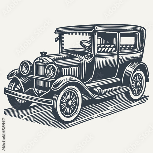Retro Automobile. Vintage woodcut engraving style vector illustration © RetroVector