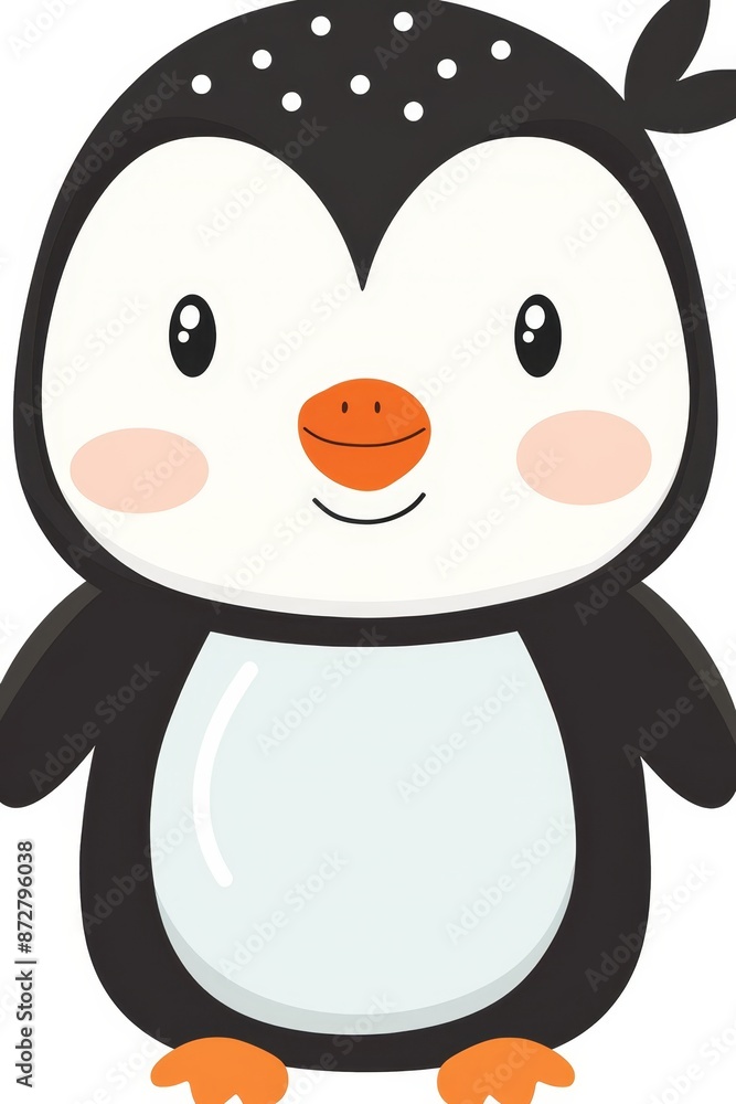 Obraz premium A penguin with a black-and-white face, one black nose, and one white nose