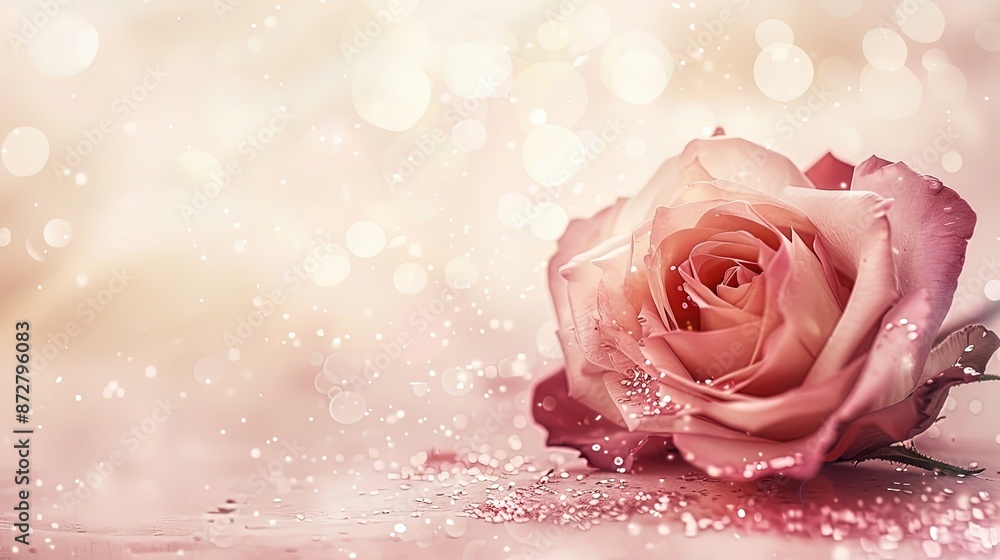 Rose pastel avec bokeh scintillant sur fond doux Rose pastel avec bokeh scintillant sur fond doux