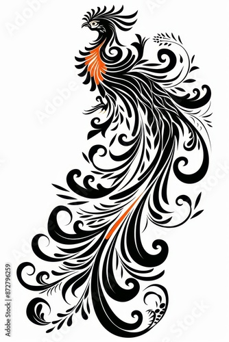 Wallpaper Mural its body in shades of black and white; its tail adorned with spiraling swirls; an orange beak distinctively contrast Torontodigital.ca