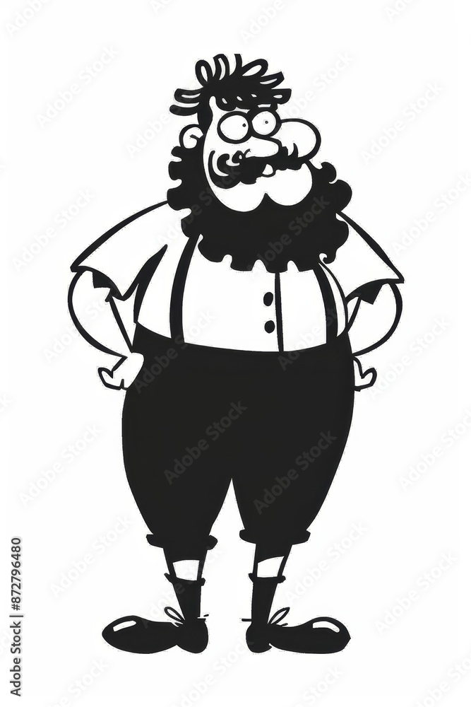 A black-and-white drawing of a bearded man in a top hat and pants A black-and-white drawing of a bearded man in a top hat and pants